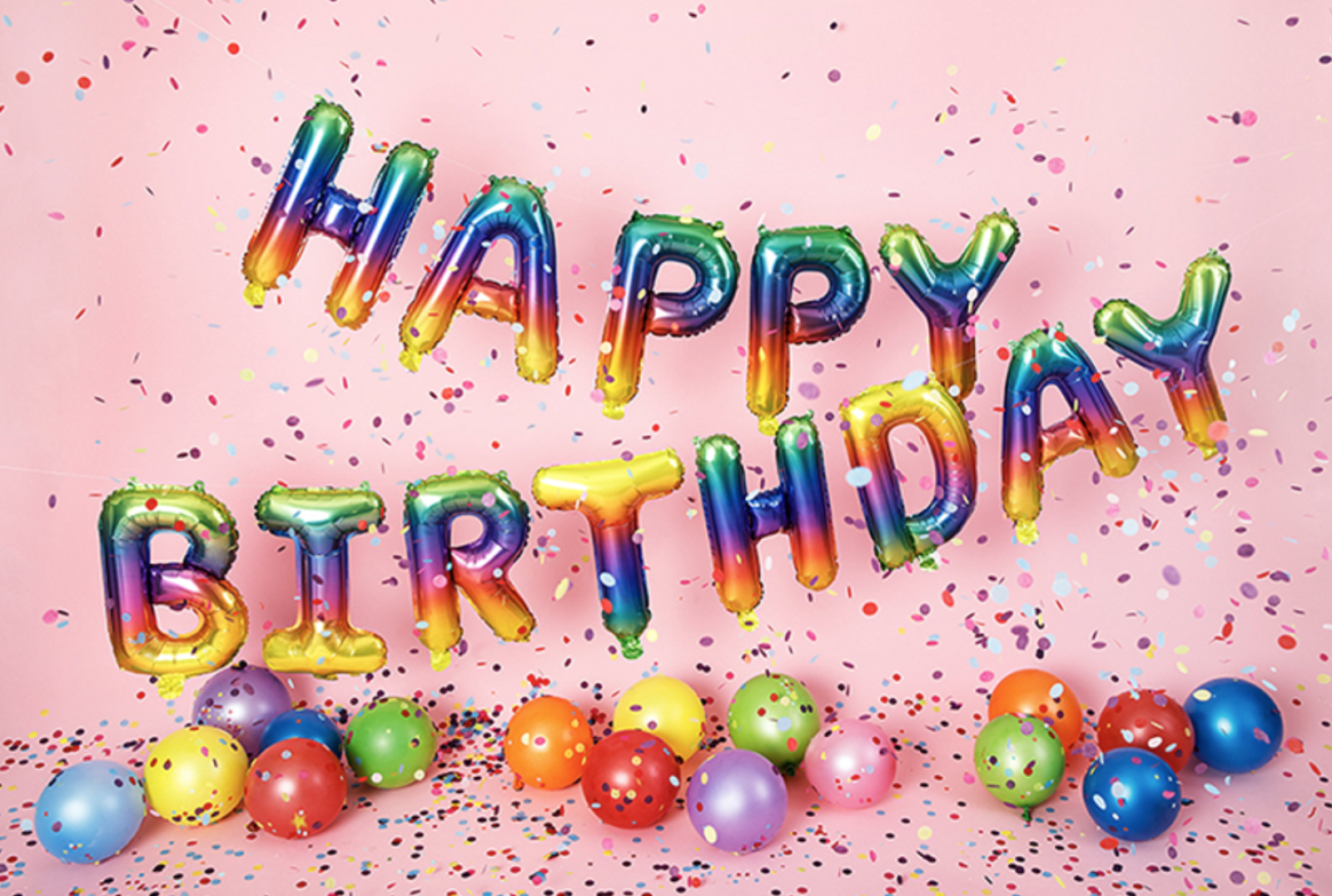 Folienballon Schriftzug - Happy Birthday, Regenbogenfarben - 340cm x 35cm